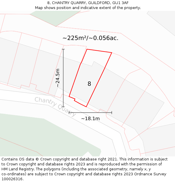 8, CHANTRY QUARRY, GUILDFORD, GU1 3AF: Plot and title map