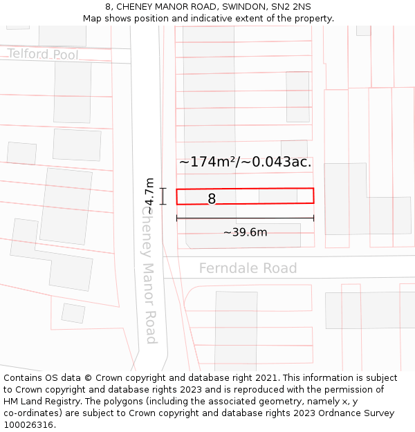 8, CHENEY MANOR ROAD, SWINDON, SN2 2NS: Plot and title map