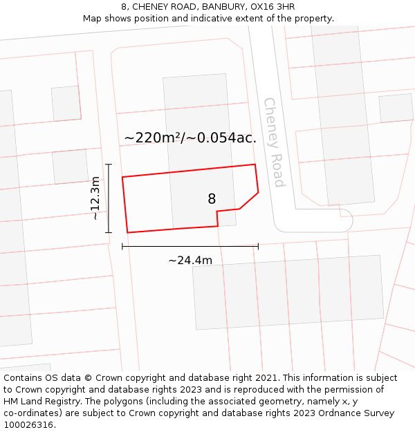 8, CHENEY ROAD, BANBURY, OX16 3HR: Plot and title map