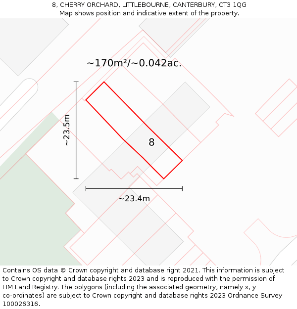 8, CHERRY ORCHARD, LITTLEBOURNE, CANTERBURY, CT3 1QG: Plot and title map