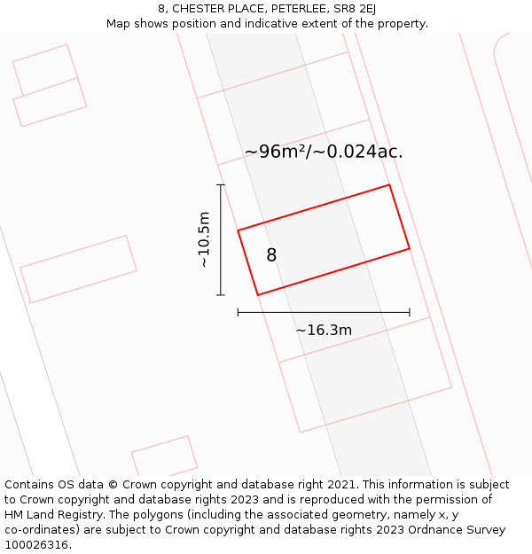 8, CHESTER PLACE, PETERLEE, SR8 2EJ: Plot and title map