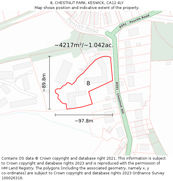 8, CHESTNUT PARK, KESWICK, CA12 4LY: Plot and title map