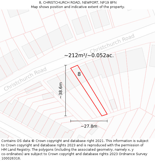 8, CHRISTCHURCH ROAD, NEWPORT, NP19 8FN: Plot and title map