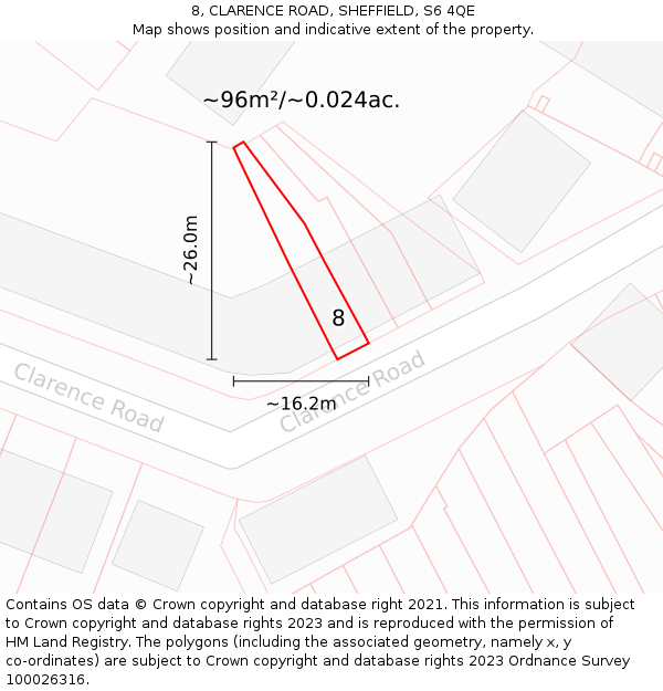 8, CLARENCE ROAD, SHEFFIELD, S6 4QE: Plot and title map