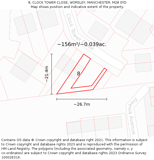 8, CLOCK TOWER CLOSE, WORSLEY, MANCHESTER, M28 0YD: Plot and title map