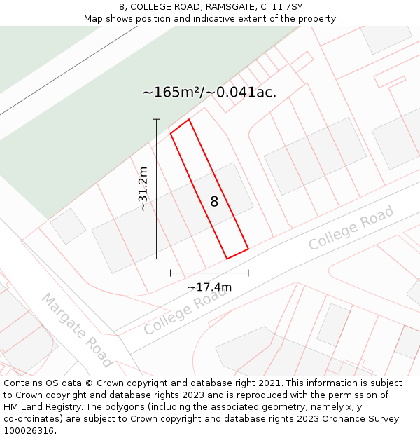 8, COLLEGE ROAD, RAMSGATE, CT11 7SY: Plot and title map