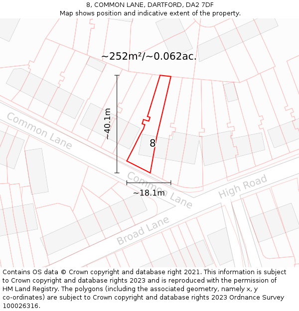 8, COMMON LANE, DARTFORD, DA2 7DF: Plot and title map