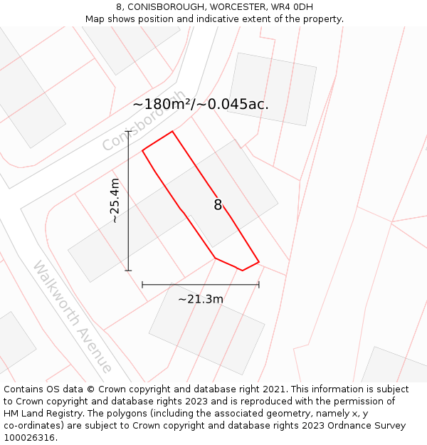 8, CONISBOROUGH, WORCESTER, WR4 0DH: Plot and title map