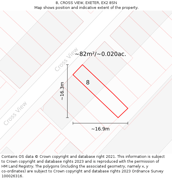 8, CROSS VIEW, EXETER, EX2 8SN: Plot and title map