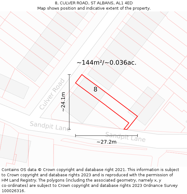 8, CULVER ROAD, ST ALBANS, AL1 4ED: Plot and title map