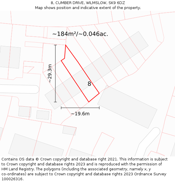 8, CUMBER DRIVE, WILMSLOW, SK9 6DZ: Plot and title map