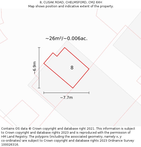 8, CUSAK ROAD, CHELMSFORD, CM2 6XH: Plot and title map