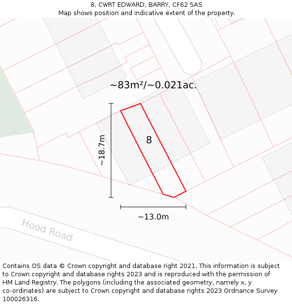 8, CWRT EDWARD, BARRY, CF62 5AS: Plot and title map