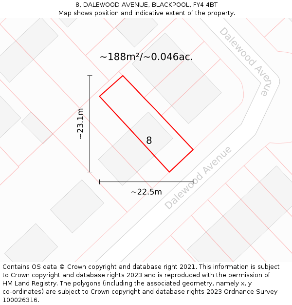 8, DALEWOOD AVENUE, BLACKPOOL, FY4 4BT: Plot and title map