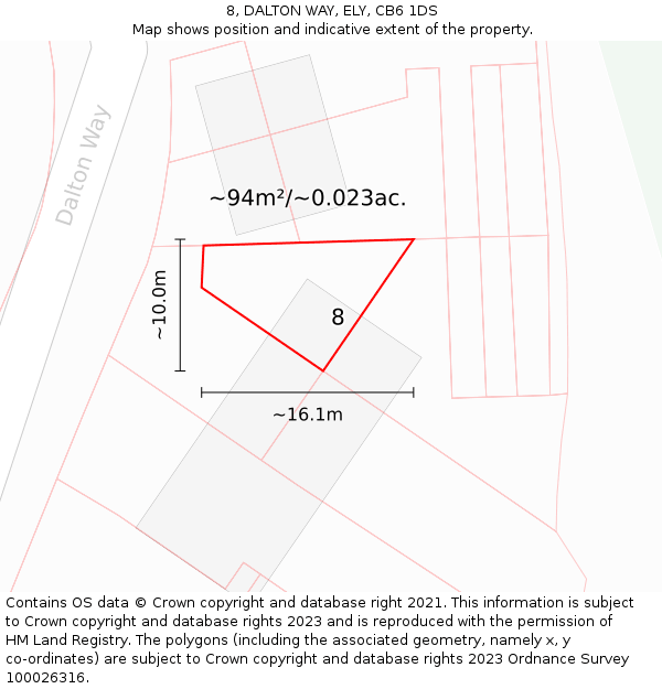 8, DALTON WAY, ELY, CB6 1DS: Plot and title map