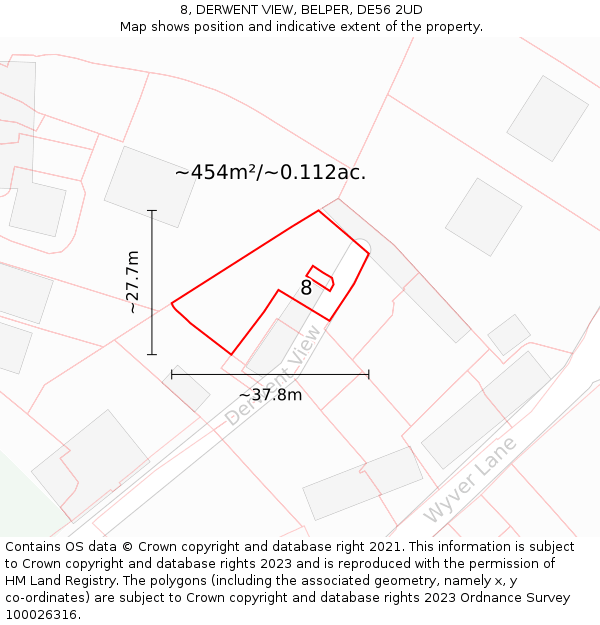 8, DERWENT VIEW, BELPER, DE56 2UD: Plot and title map