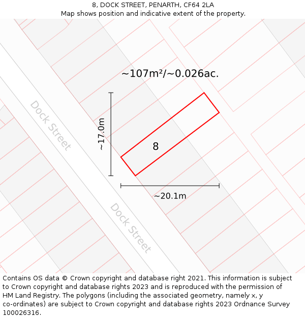 8, DOCK STREET, PENARTH, CF64 2LA: Plot and title map