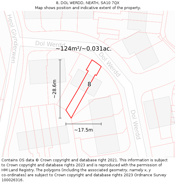8, DOL WERDD, NEATH, SA10 7QX: Plot and title map