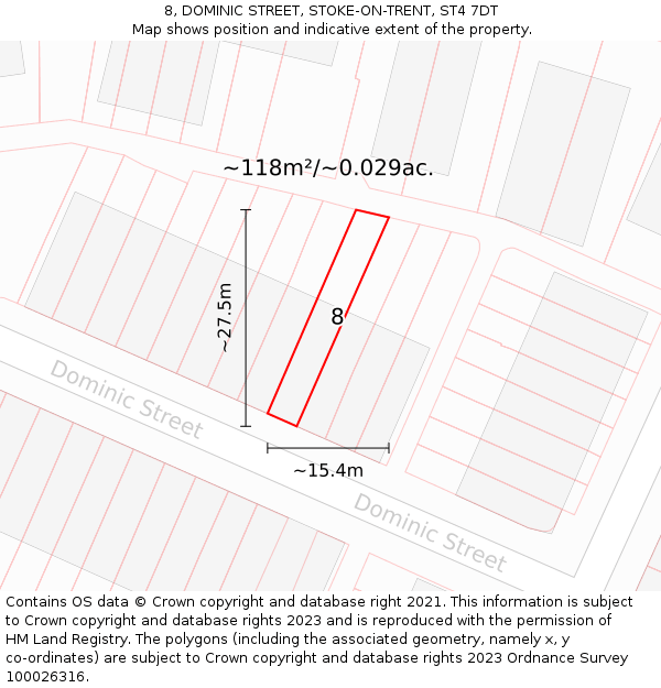 8, DOMINIC STREET, STOKE-ON-TRENT, ST4 7DT: Plot and title map