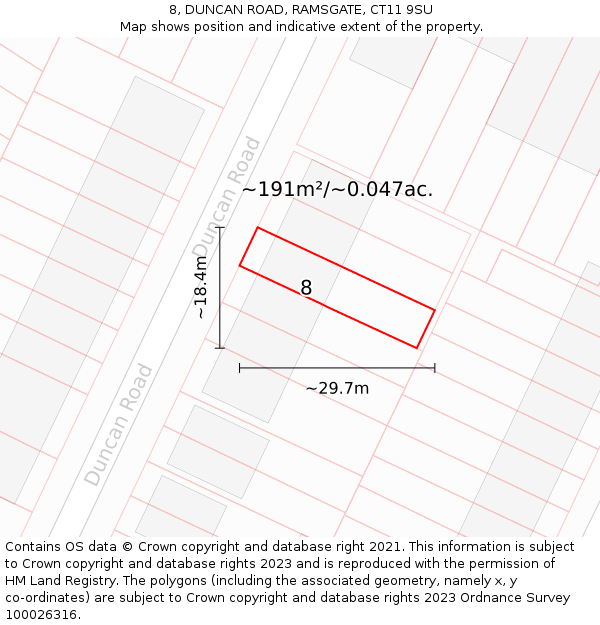 8, DUNCAN ROAD, RAMSGATE, CT11 9SU: Plot and title map