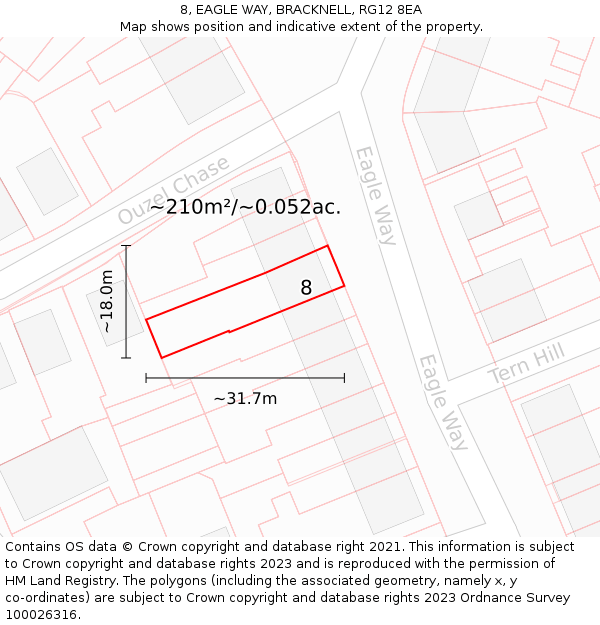 8, EAGLE WAY, BRACKNELL, RG12 8EA: Plot and title map