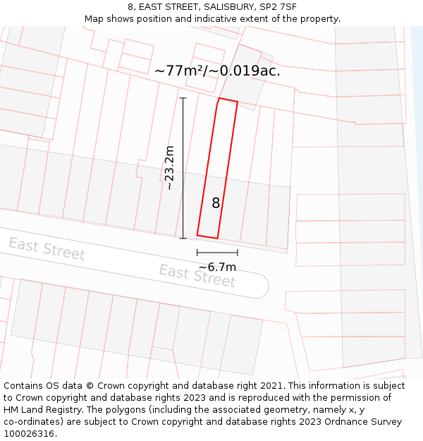 8, EAST STREET, SALISBURY, SP2 7SF: Plot and title map