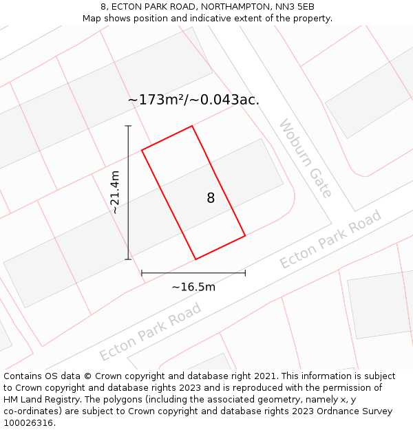 8, ECTON PARK ROAD, NORTHAMPTON, NN3 5EB: Plot and title map