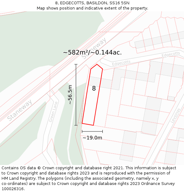 8, EDGECOTTS, BASILDON, SS16 5SN: Plot and title map