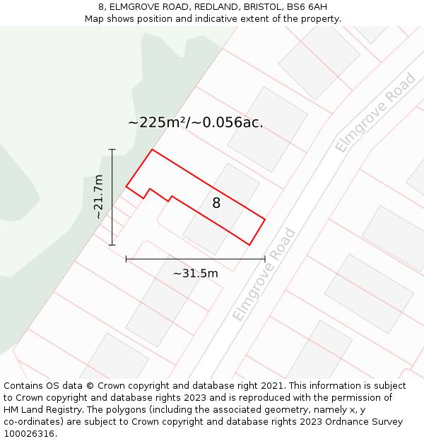 8, ELMGROVE ROAD, REDLAND, BRISTOL, BS6 6AH: Plot and title map