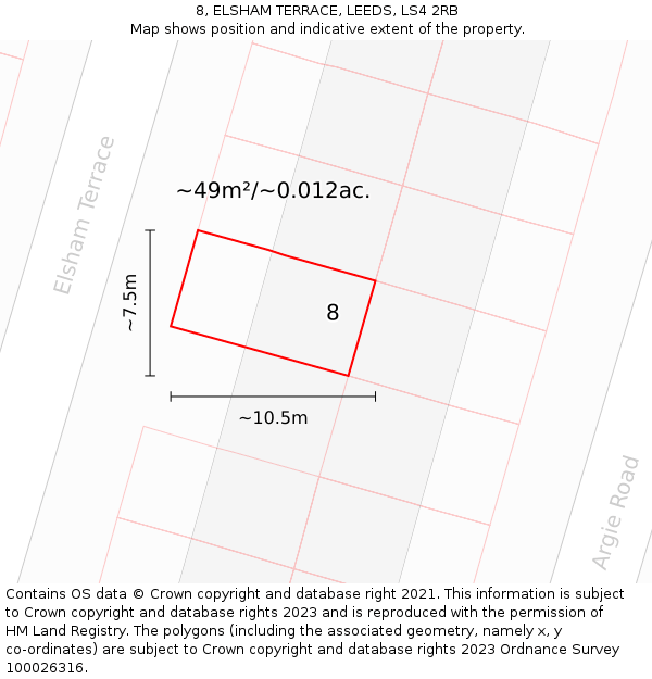8, ELSHAM TERRACE, LEEDS, LS4 2RB: Plot and title map