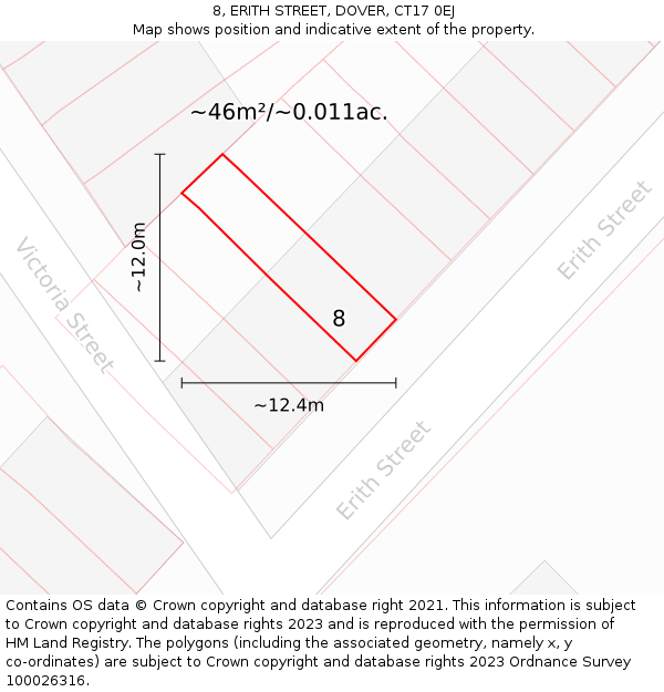 8, ERITH STREET, DOVER, CT17 0EJ: Plot and title map