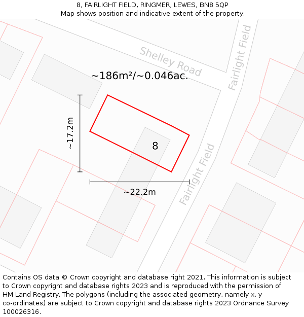 8, FAIRLIGHT FIELD, RINGMER, LEWES, BN8 5QP: Plot and title map