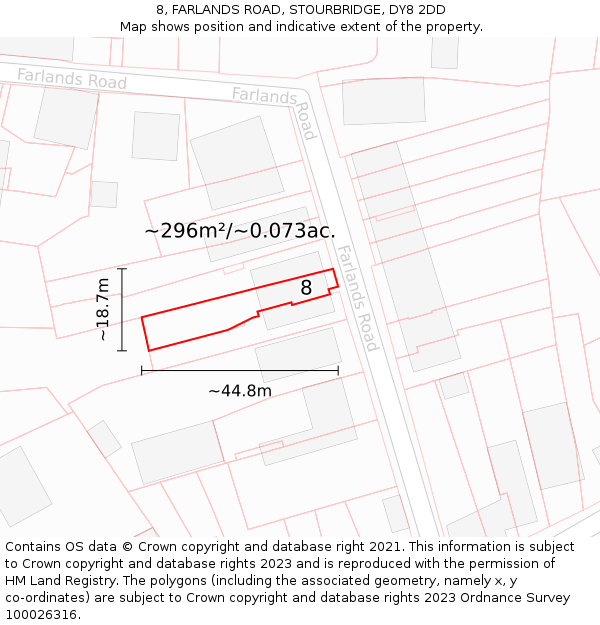 8, FARLANDS ROAD, STOURBRIDGE, DY8 2DD: Plot and title map