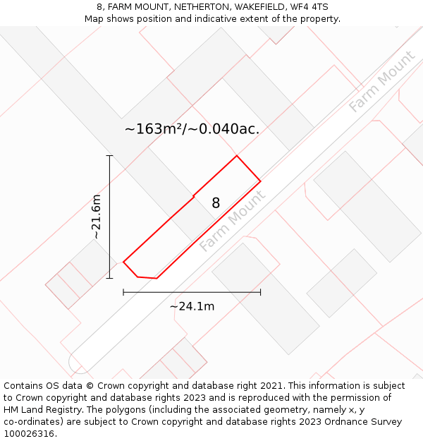 8, FARM MOUNT, NETHERTON, WAKEFIELD, WF4 4TS: Plot and title map