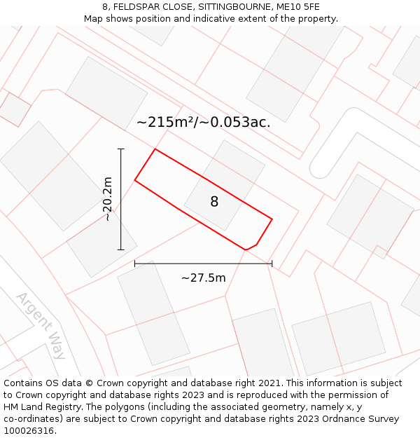 8, FELDSPAR CLOSE, SITTINGBOURNE, ME10 5FE: Plot and title map