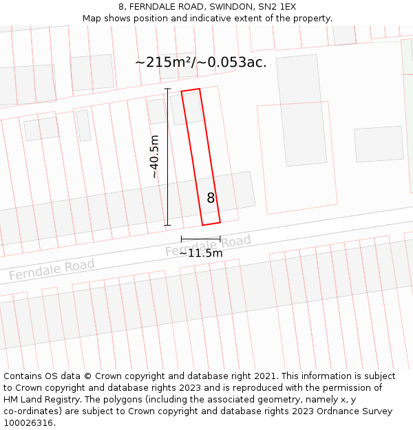 8, FERNDALE ROAD, SWINDON, SN2 1EX: Plot and title map