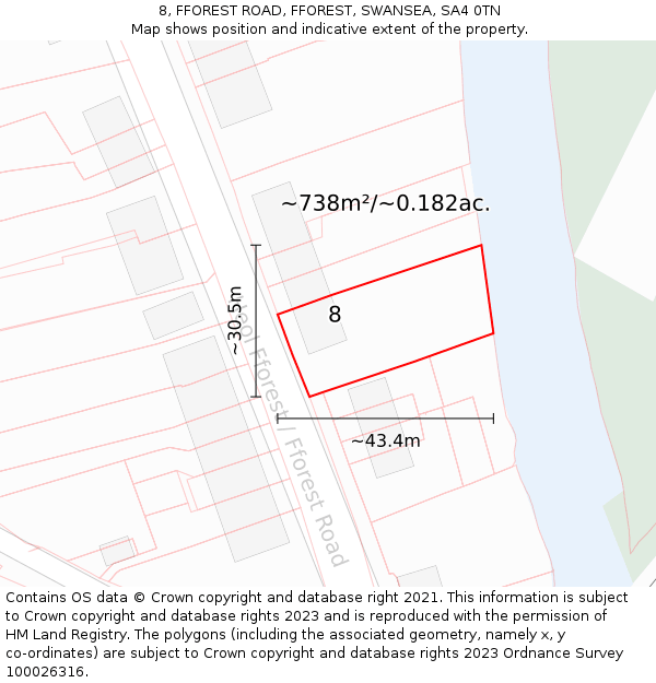 8, FFOREST ROAD, FFOREST, SWANSEA, SA4 0TN: Plot and title map