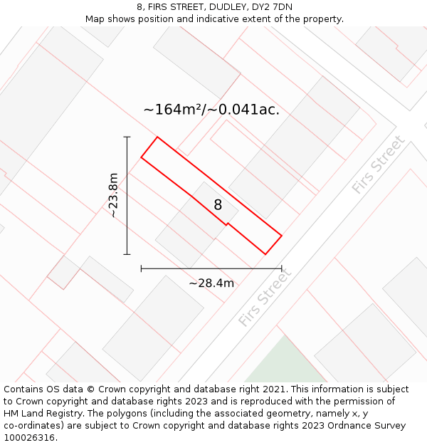 8, FIRS STREET, DUDLEY, DY2 7DN: Plot and title map