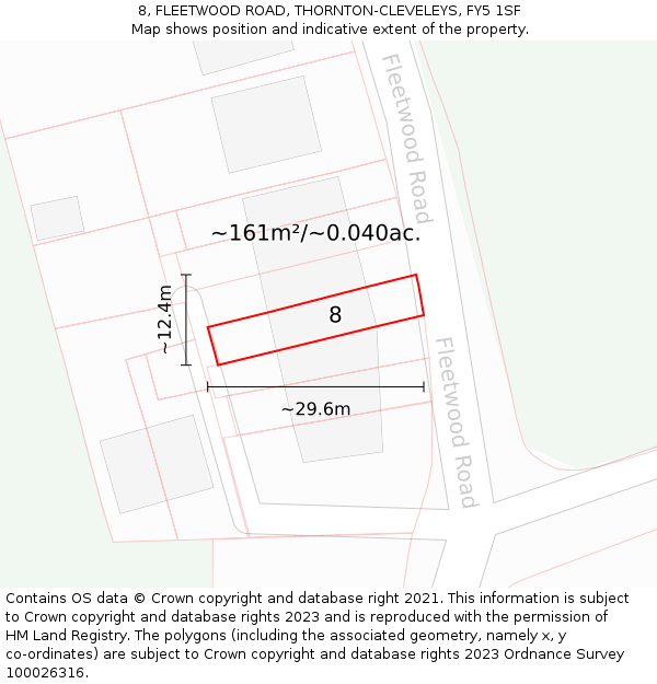 8, FLEETWOOD ROAD, THORNTON-CLEVELEYS, FY5 1SF: Plot and title map