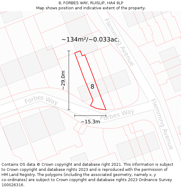 8, FORBES WAY, RUISLIP, HA4 9LP: Plot and title map