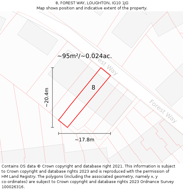 8, FOREST WAY, LOUGHTON, IG10 1JG: Plot and title map
