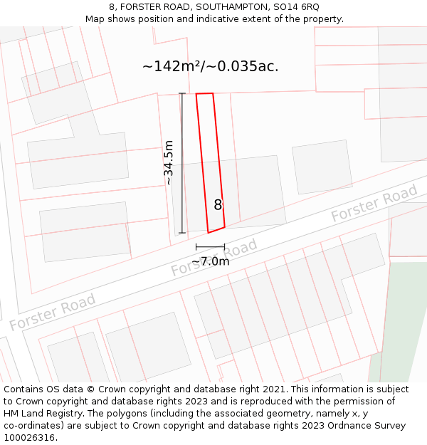8, FORSTER ROAD, SOUTHAMPTON, SO14 6RQ: Plot and title map