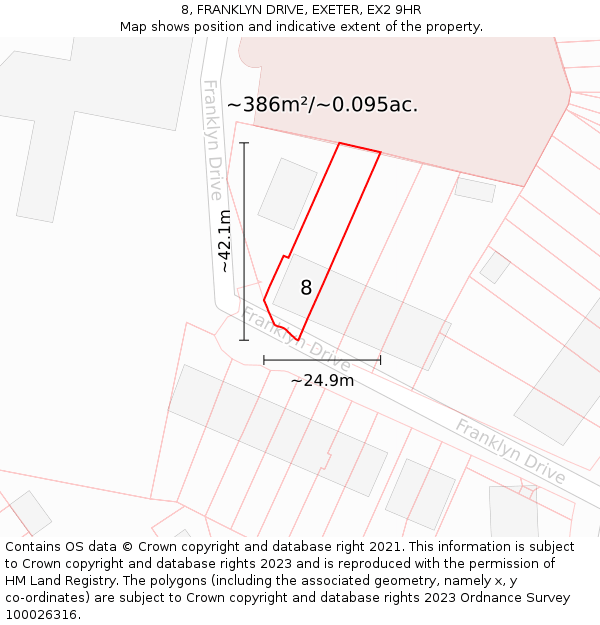 8, FRANKLYN DRIVE, EXETER, EX2 9HR: Plot and title map