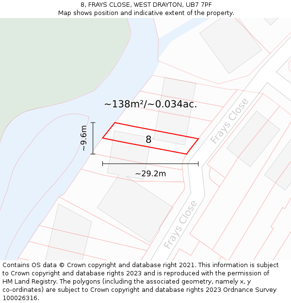 8, FRAYS CLOSE, WEST DRAYTON, UB7 7PF: Plot and title map