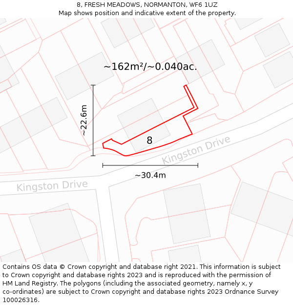 8, FRESH MEADOWS, NORMANTON, WF6 1UZ: Plot and title map