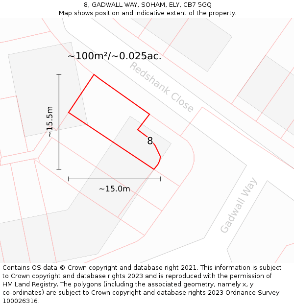 8, GADWALL WAY, SOHAM, ELY, CB7 5GQ: Plot and title map
