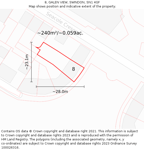 8, GALEN VIEW, SWINDON, SN1 4GF: Plot and title map