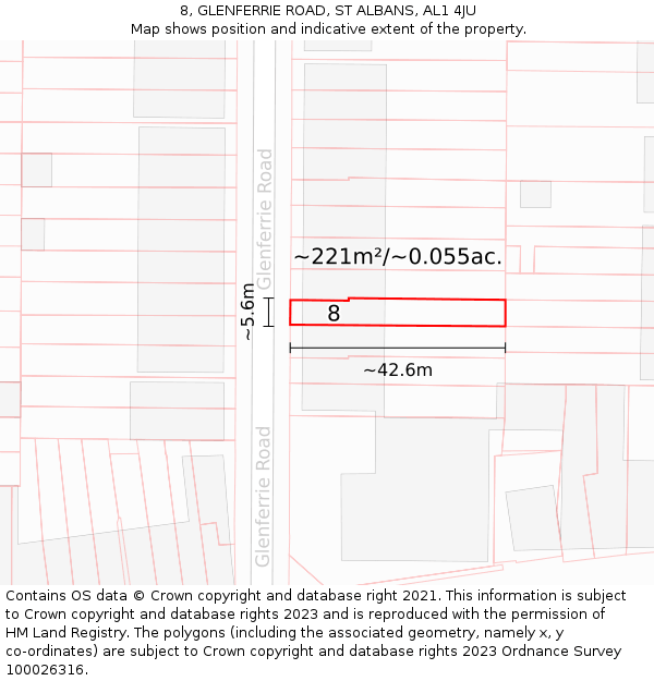 8, GLENFERRIE ROAD, ST ALBANS, AL1 4JU: Plot and title map