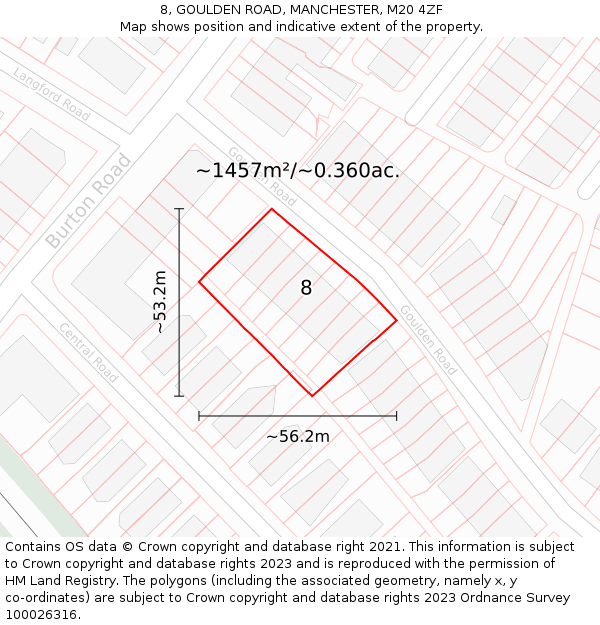 8, GOULDEN ROAD, MANCHESTER, M20 4ZF: Plot and title map