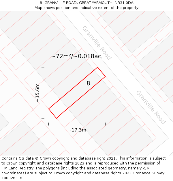 8, GRANVILLE ROAD, GREAT YARMOUTH, NR31 0DA: Plot and title map